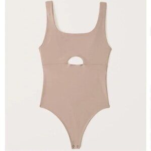 NEW WITH TAGS Abercrombie & Fitch Bodysuit Square Neck Cutout Nude/Tan Small